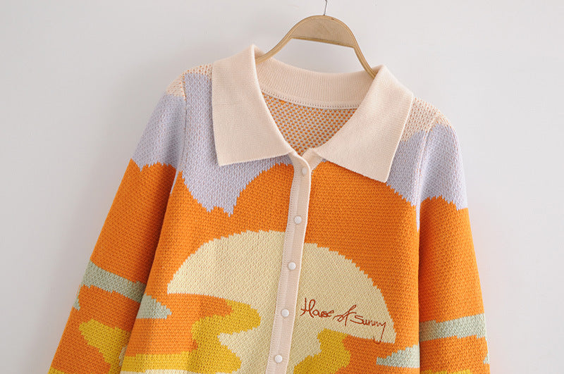Retro sweater cardigan jacket women knitwear
