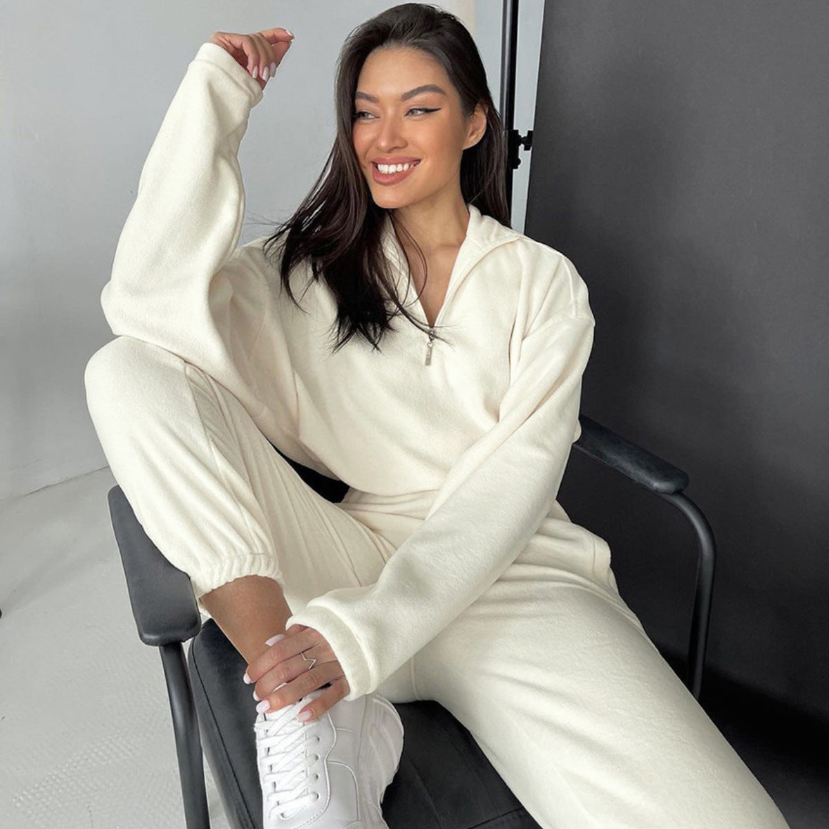 Hooded Casual Sweatshirt Outfit Two-piece Set