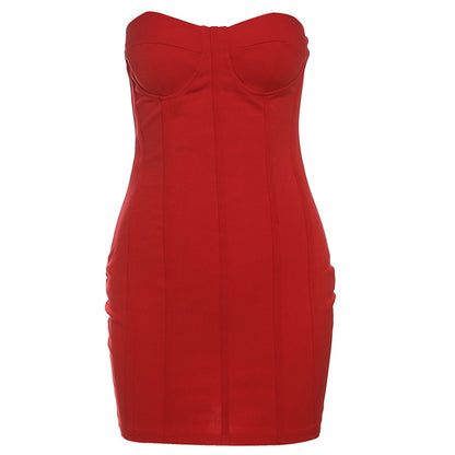 Fashion Off-neck Tube Top Dress Women