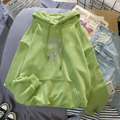 Women's Velvet Thickened Loose Hoodies Sweatshirt
