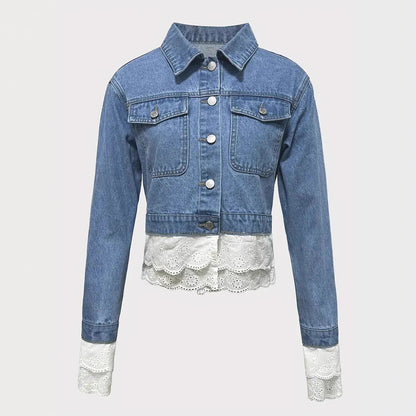Lace Stitching FDenim Jacket Women