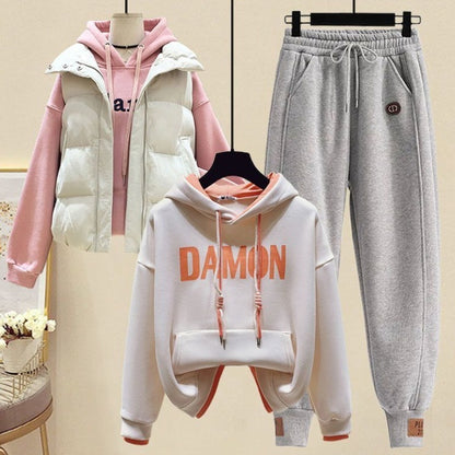 Forest-style Fleece-Lined Sweater Set A Street-Style Three-Piece Outfit For Women This FallWinter