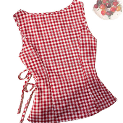 Plaid-print Sleeveless Top For Women