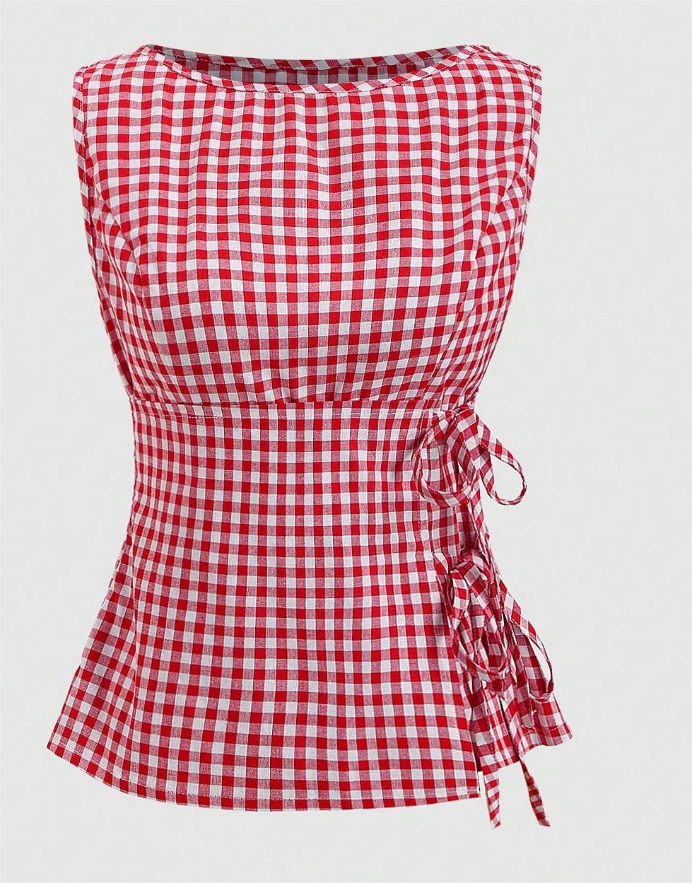 Plaid-print Sleeveless Top For Women